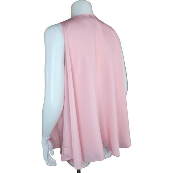 TBAGS LA Sleeveless V-Neck Beaded Front Draped Blouse Top Pink Medium $198 NWT - Picture 6 of 16